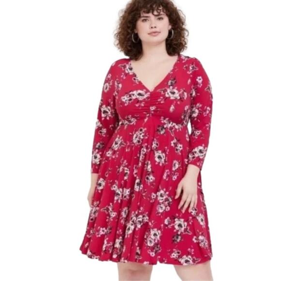 Torrid Mini Studio Knit Cinch Front Skater Dress plus size 1 1X - Picture 1 of 9